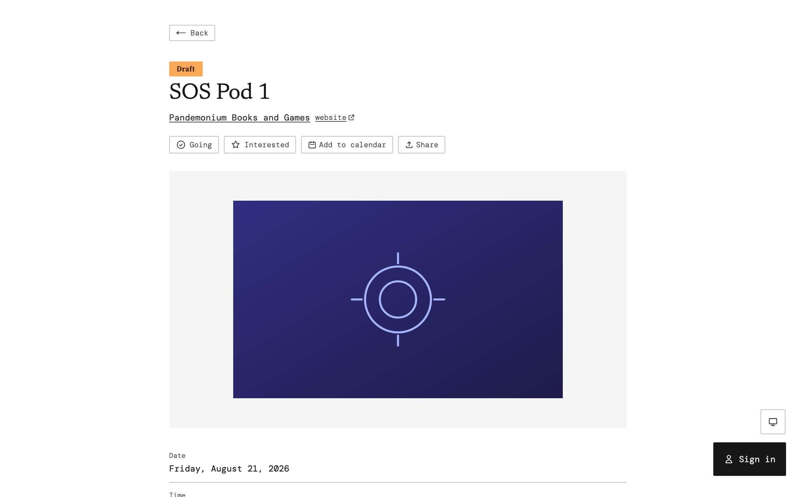 Event detail page